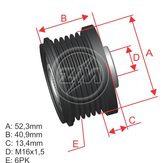 ZM-9600801 — Poleas Rueda Libre